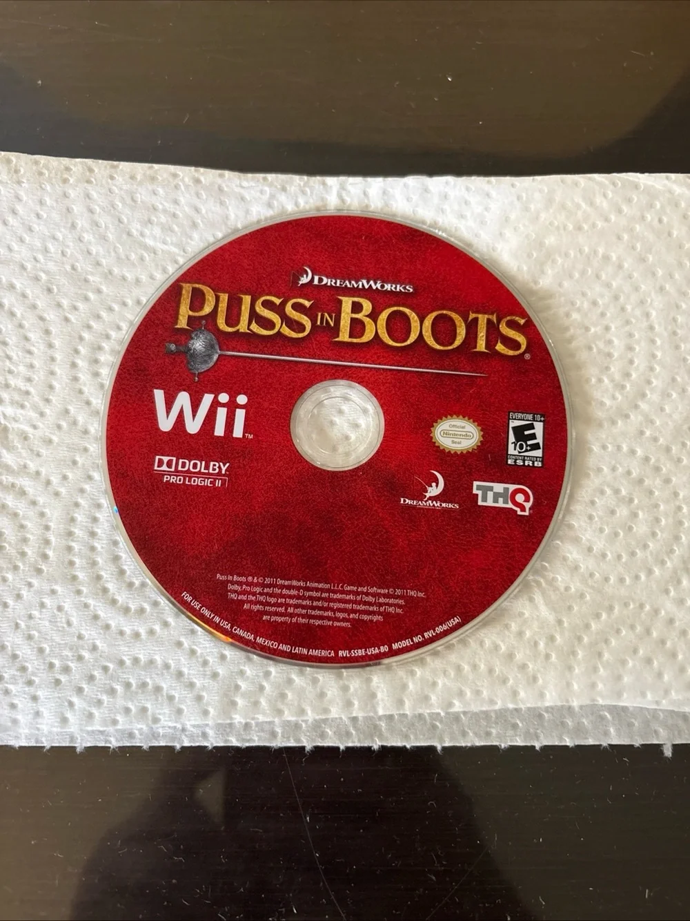DreamWorks Puss in Boots Wii Game Disc only